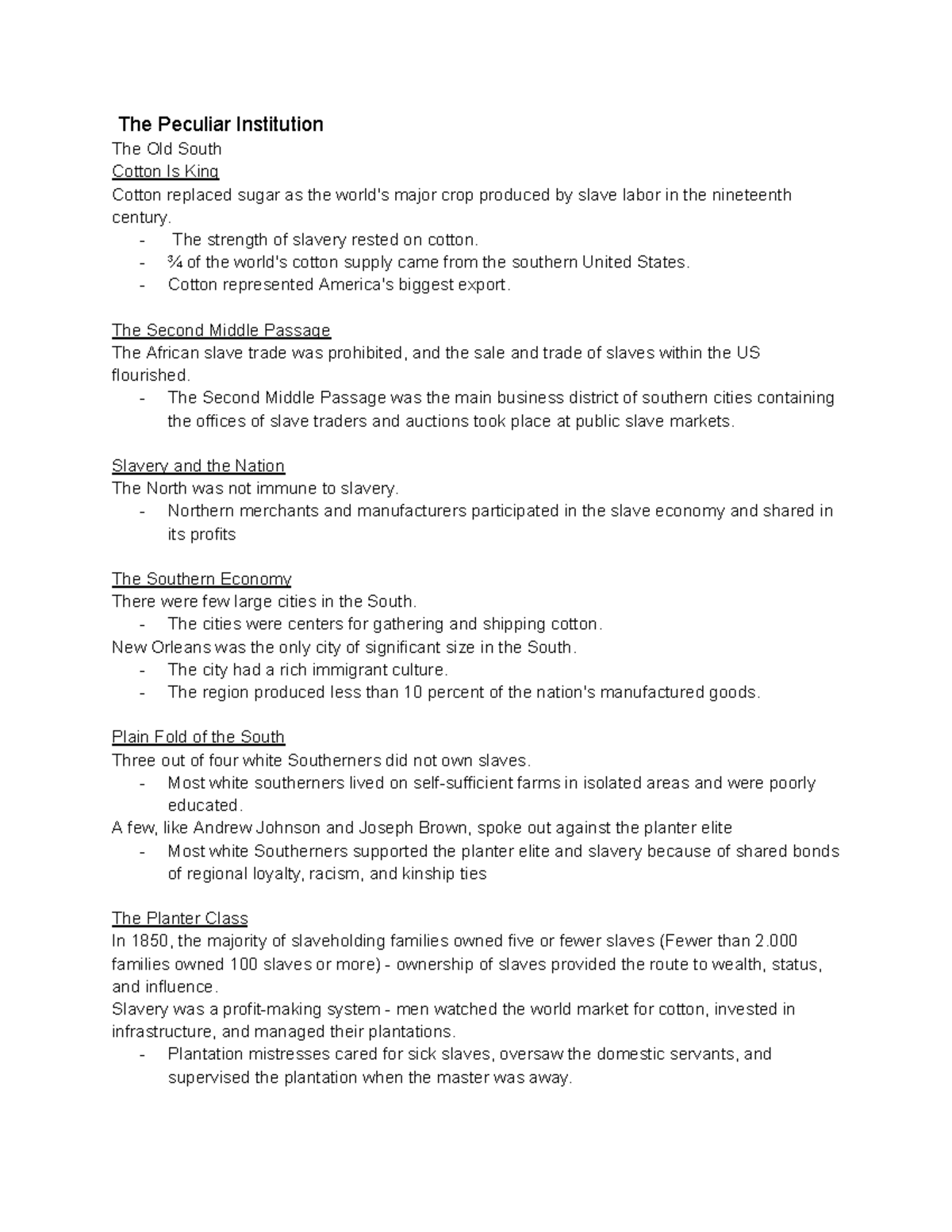 GIVE ME Liberty Chapter 11 The Peculiar Institution The Old South