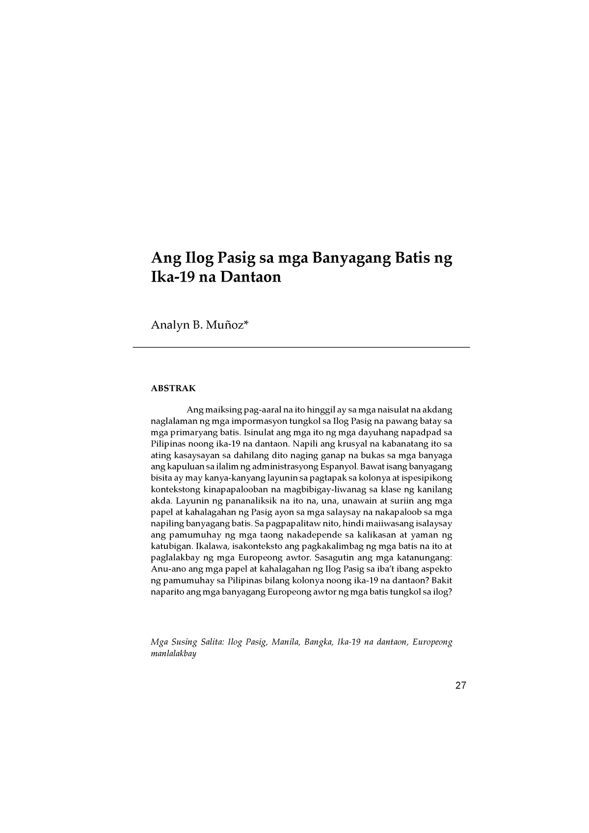 6714 18987 1 Pb Ang Ilog Pasig Sa Mga Banyagang Batis Ng Ika 19 Na Dantaon Ang Ilog Pasig Sa 