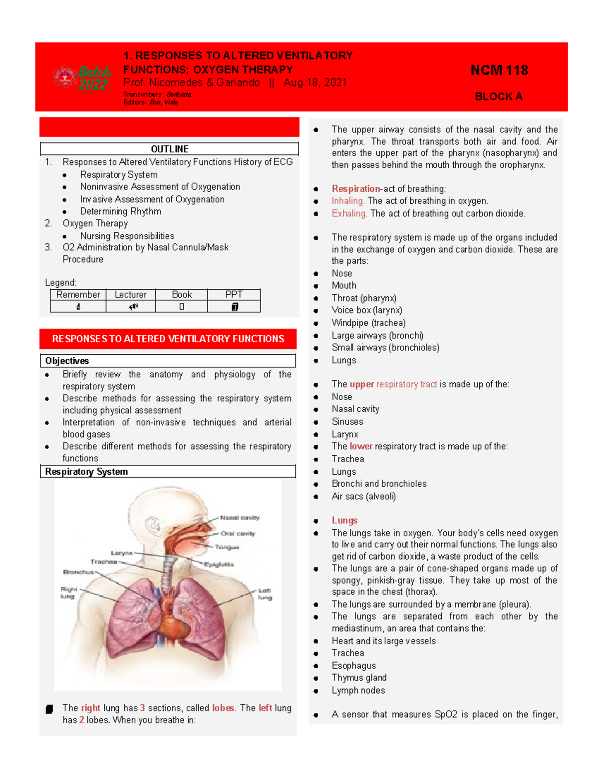 529157211 118 Skills Lab Week 1 Responses To Altered Ventilatory 