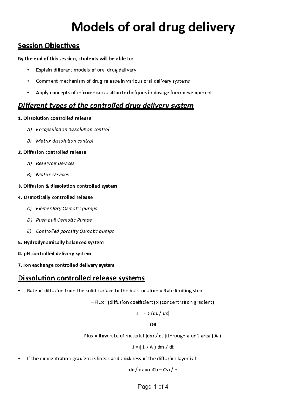 Chapter 8 Models of oral drug delivery Page 1 of 4 Models of oral