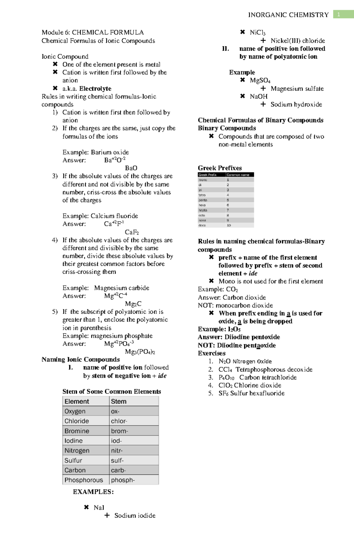 Inorganic Chemistry Module 6 - Medtech - Studocu