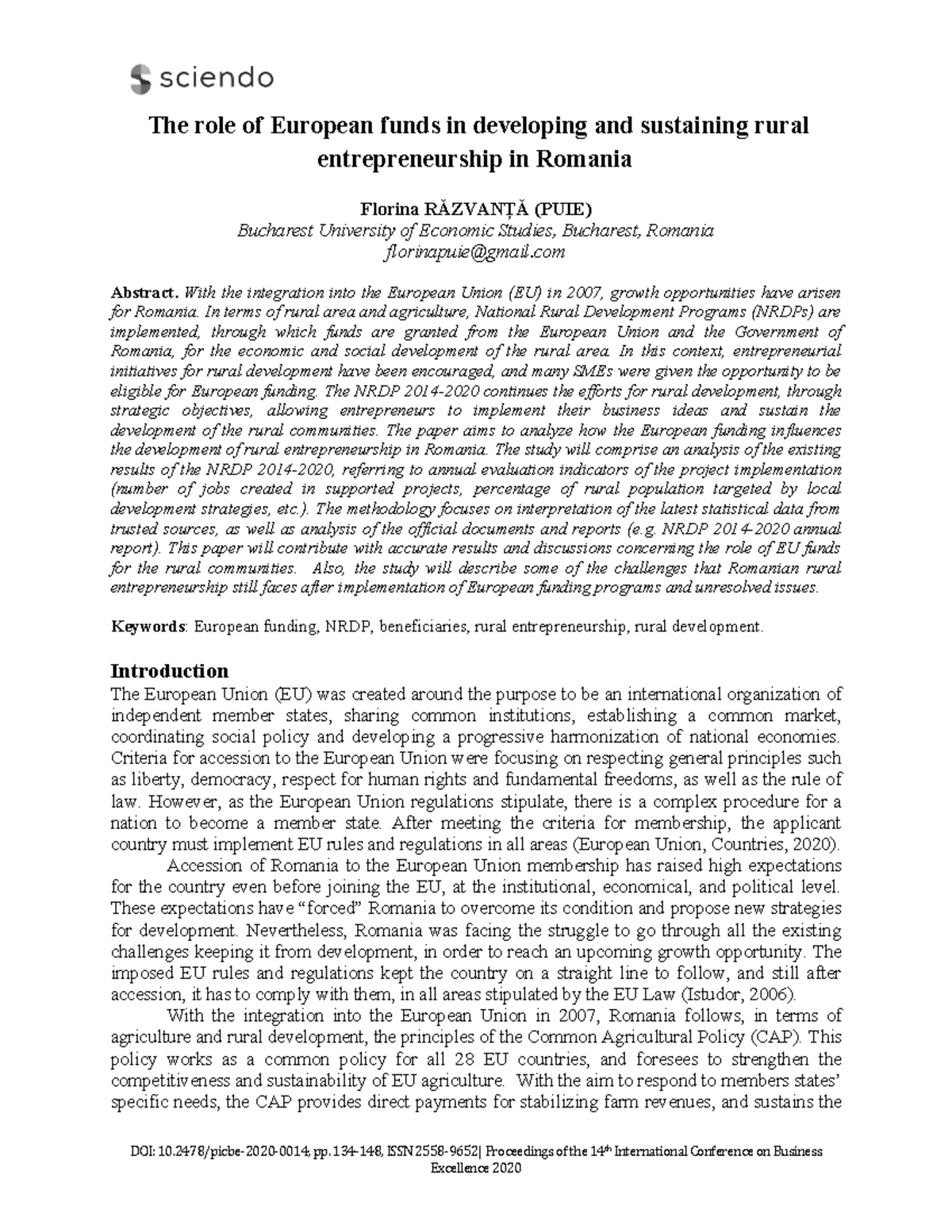 The role of European funds in developing and sustaining rural ...