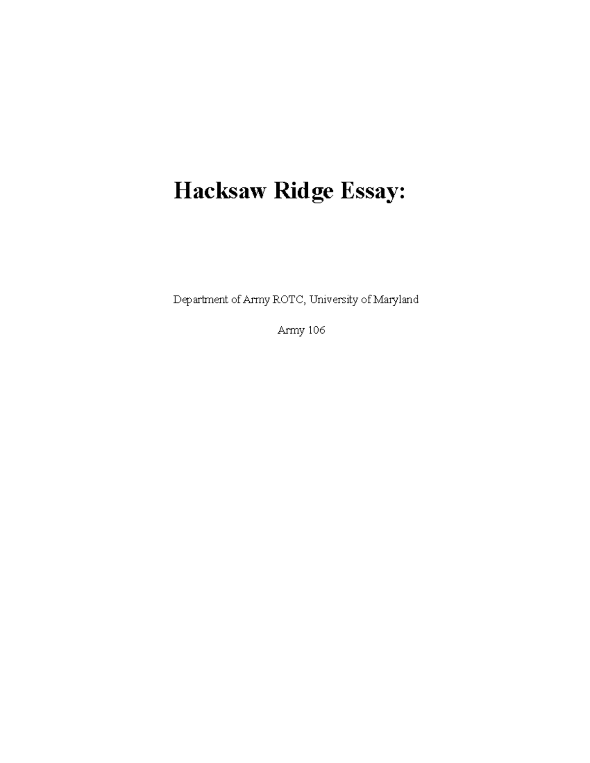 hacksaw ridge review essay