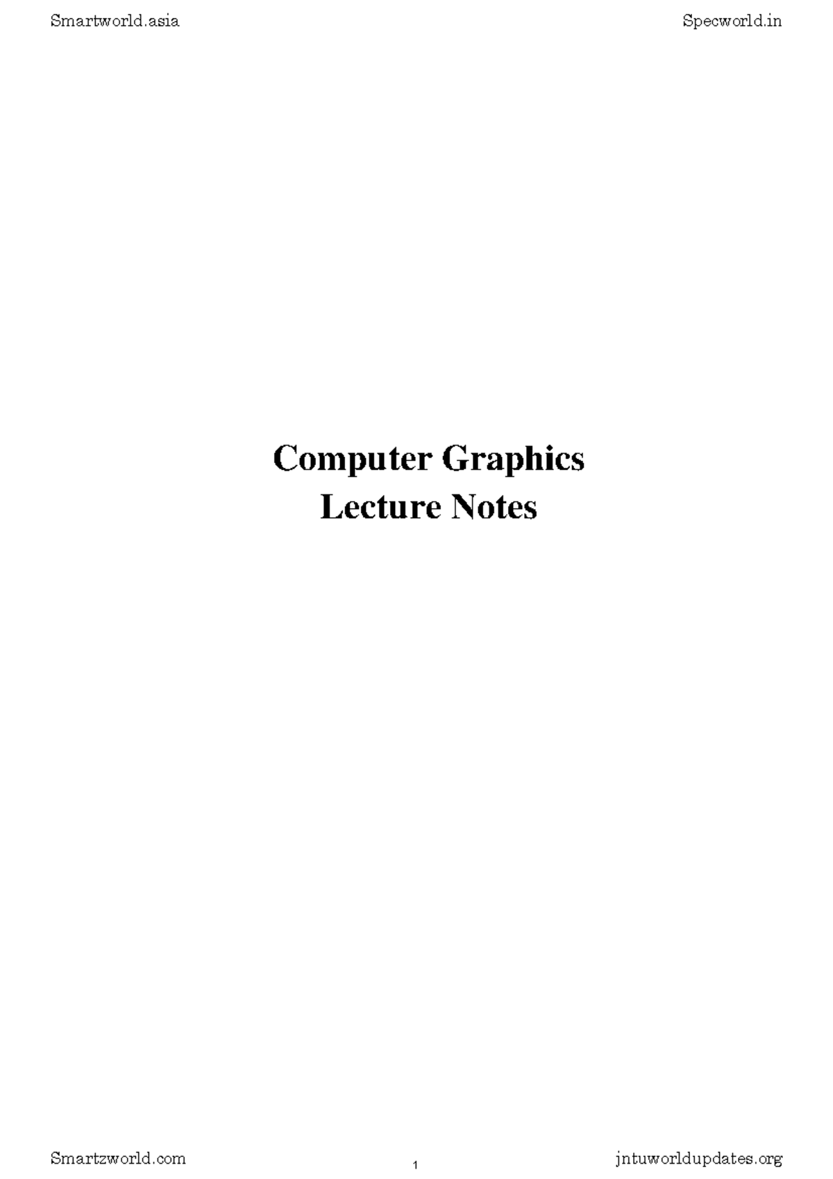 Computer-Graphics U1 - cg notes - Computer Graphics Lecture Notes UNIT ...