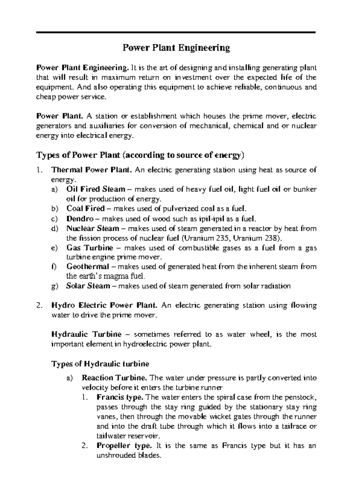 What Is The Definition Of Power Plant Engineering