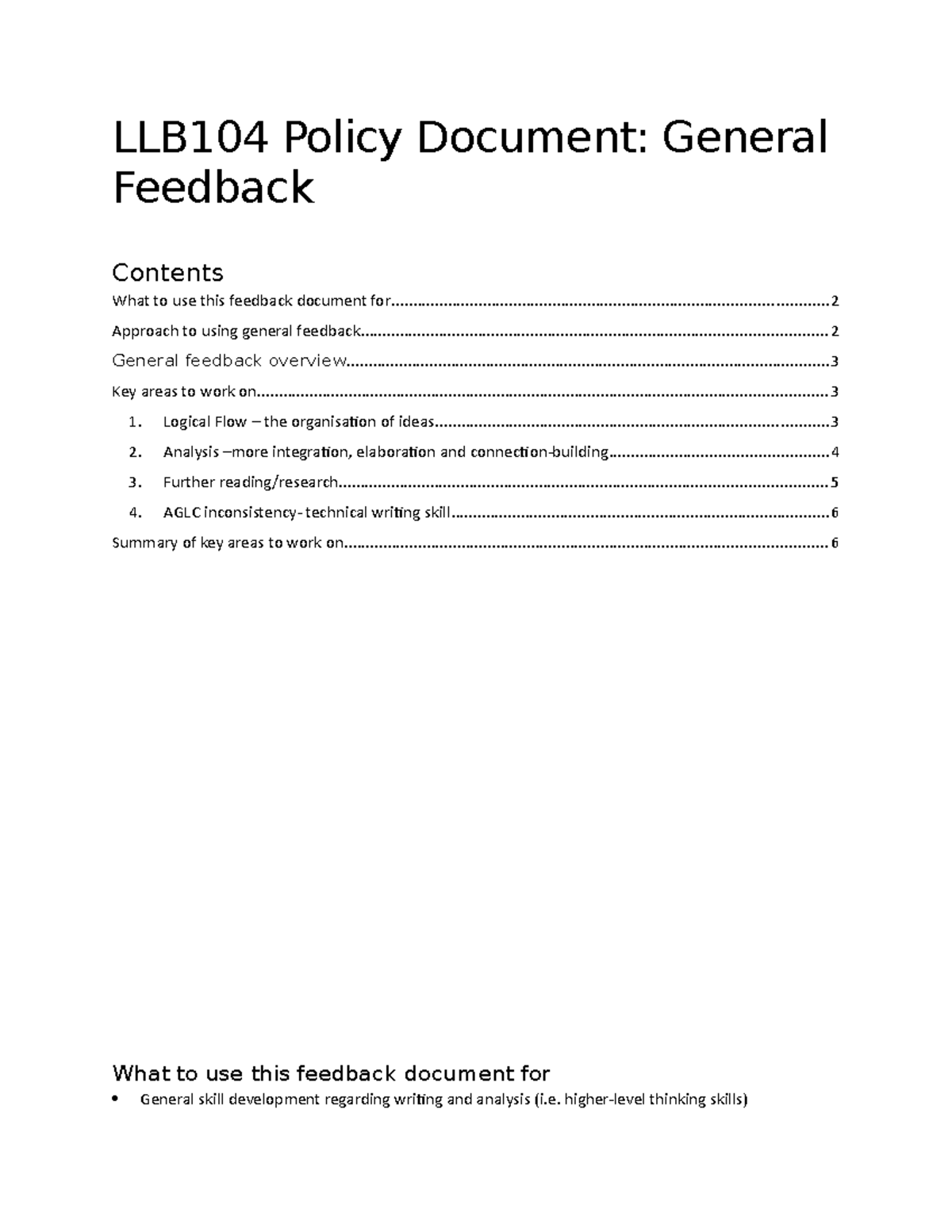 2021 104 General Feedback Policy Document - LLB104 Policy Document ...