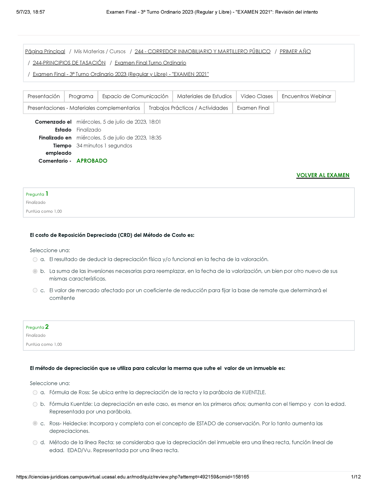 Examen Final - 3º Turno Ordinario 2023 (Regular Y Libre) - Examen 2021 ...