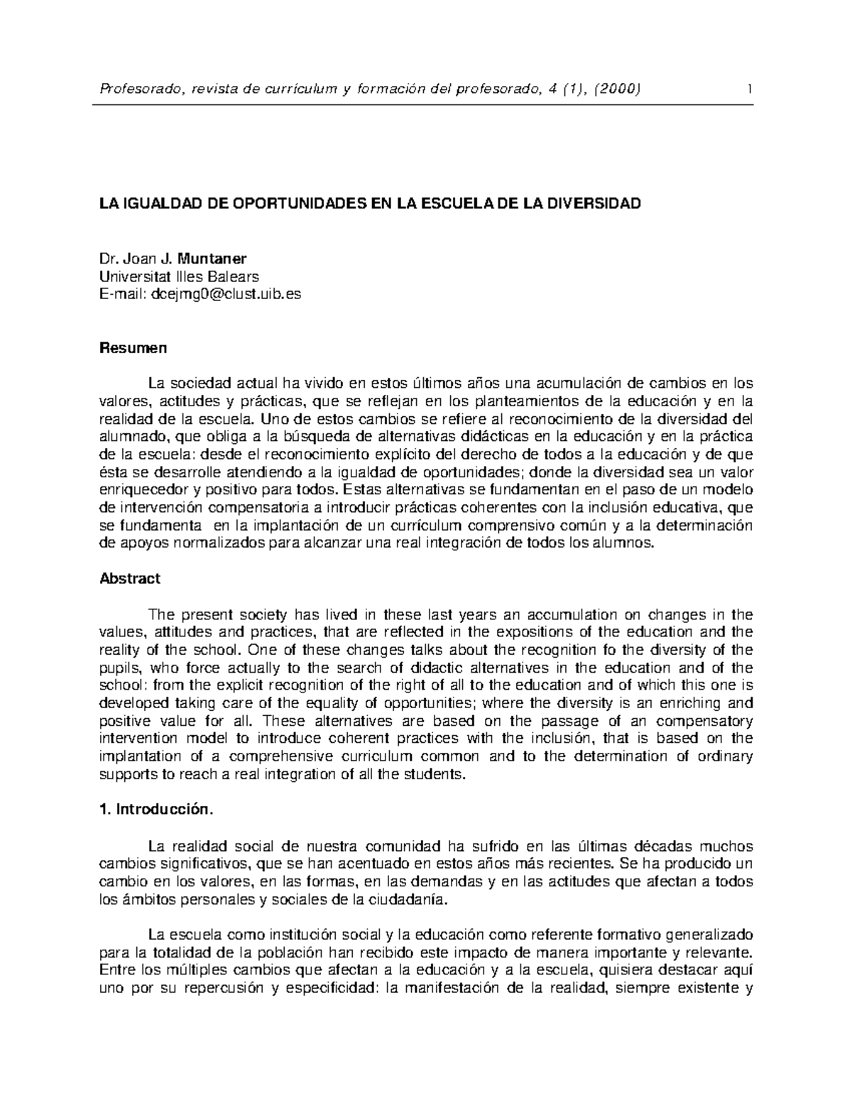 Igualdad de oportunidades en educación - LA IGUALDAD DE OPORTUNIDADES ...