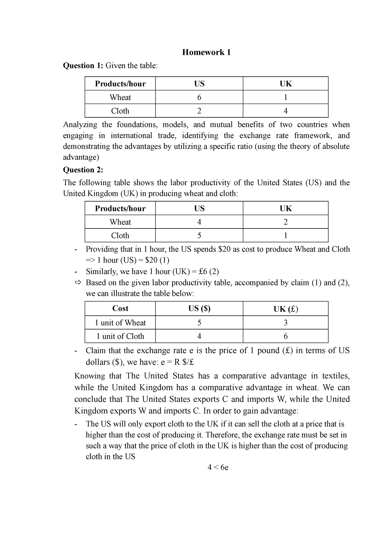 international economics homework