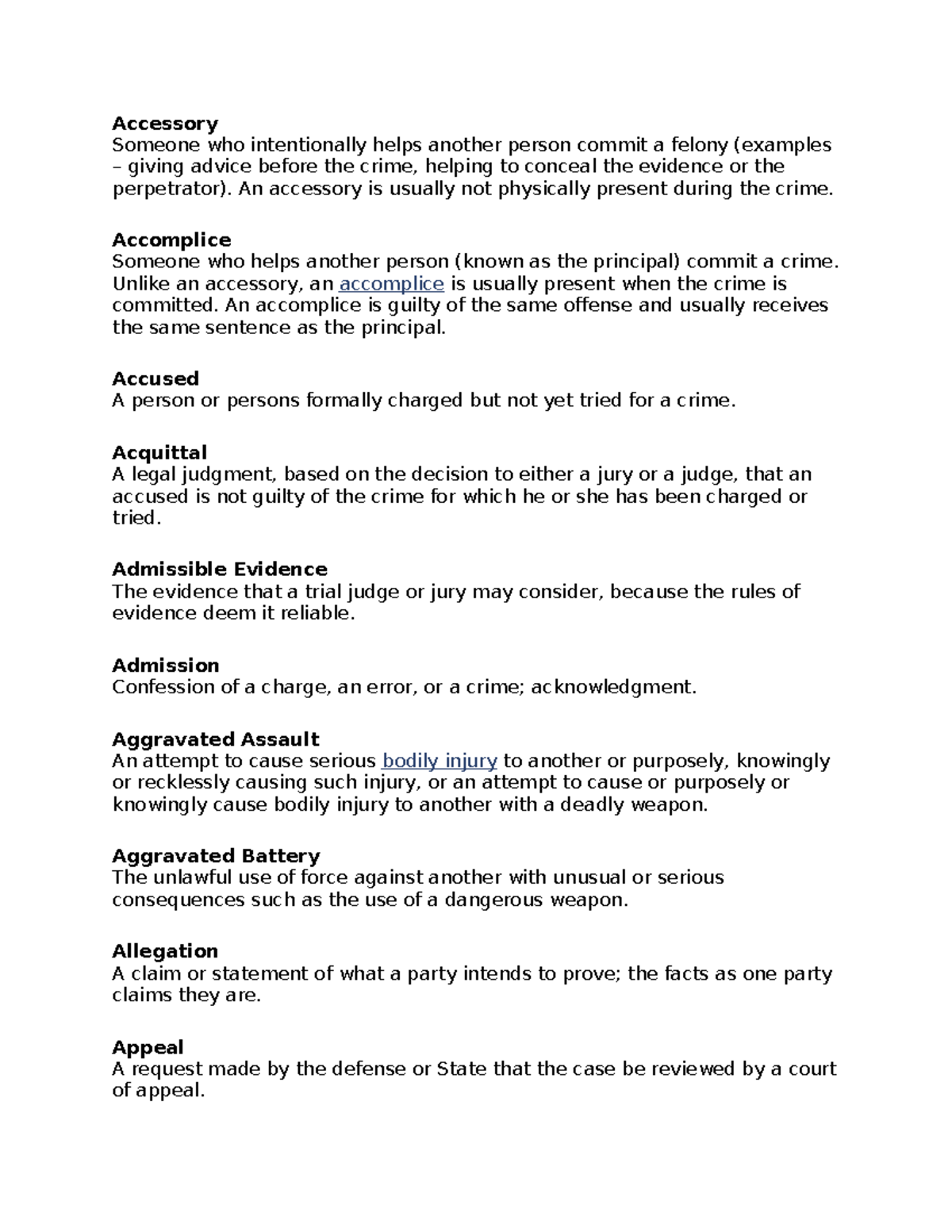 Accessory - lecture notes and other dps - Accessory Someone who ...