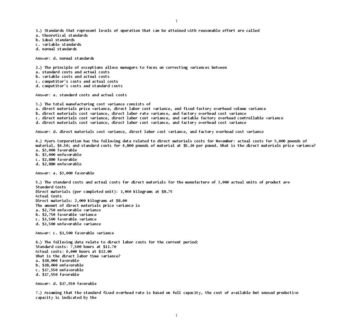ACCT 2082 - Exam 2 (Ch. 8,9,10) Practice - 1.) Standards that represent ...