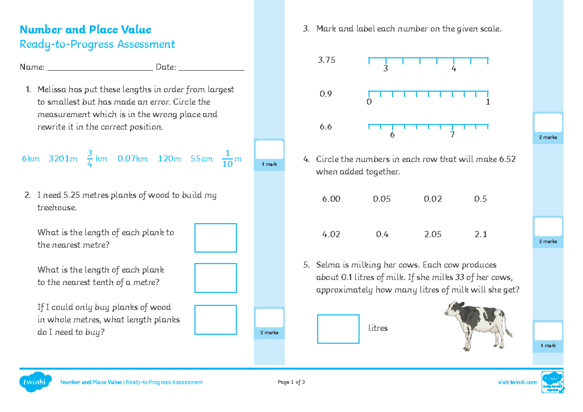 Number and Place Value - Y5 Ready to Progress Assessment - Melissa has ...