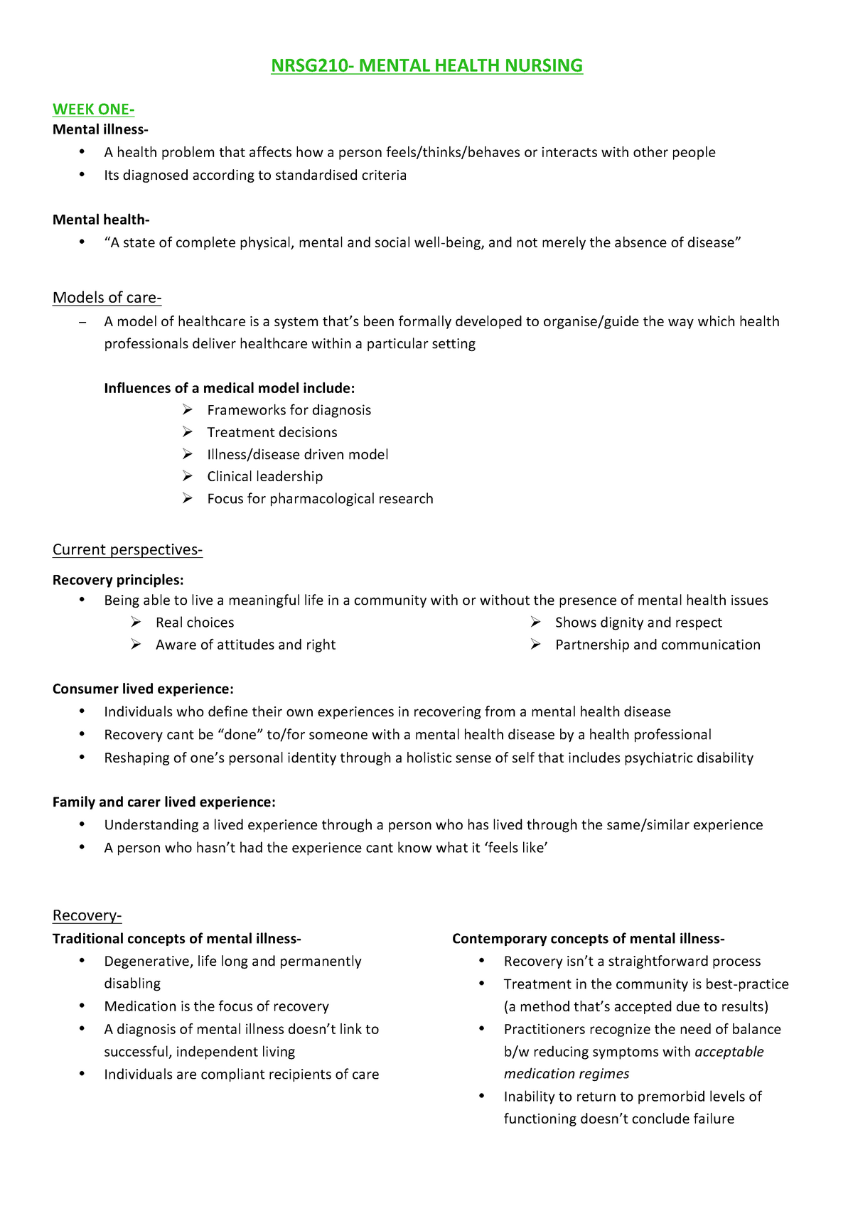 mental health assignment for nursing students