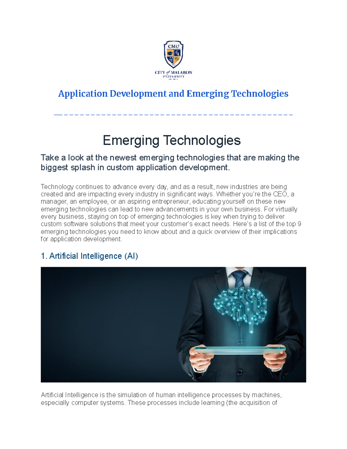 V. Emerging Technologies - Application Development and Emerging ...