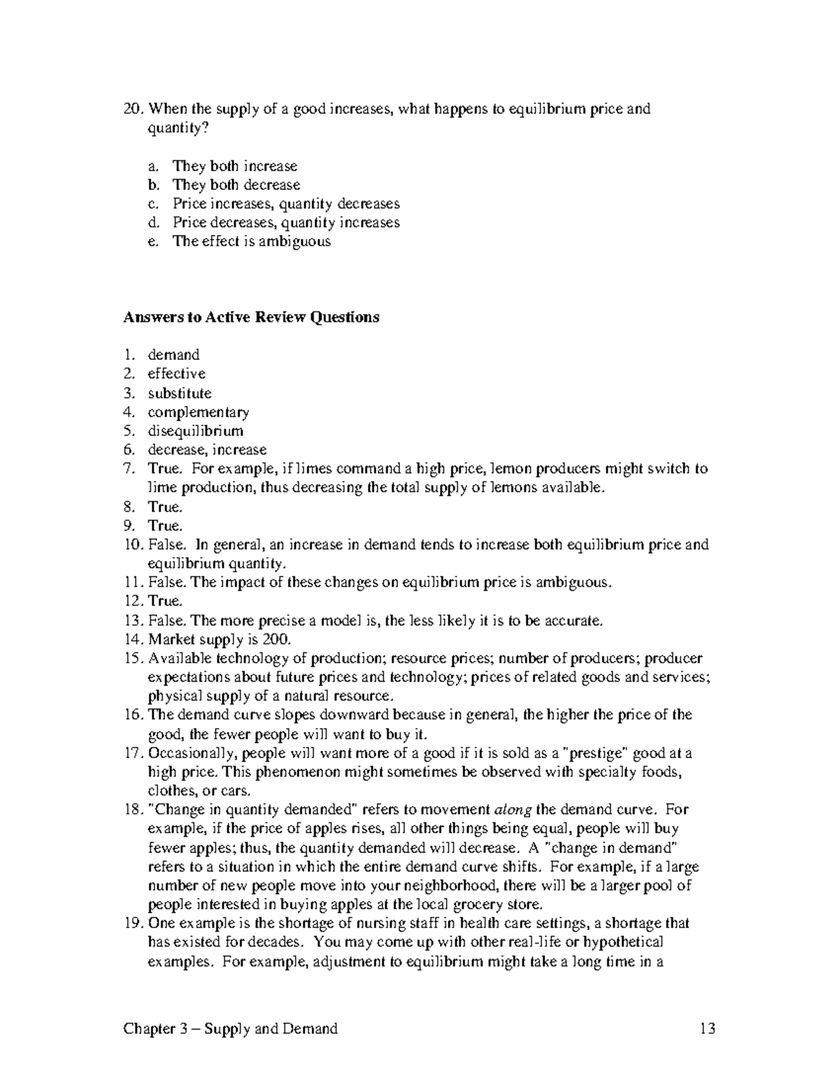 Chapter 3 Supply and Demand (13) - Chapter 3 – Supply and Demand 13 ...