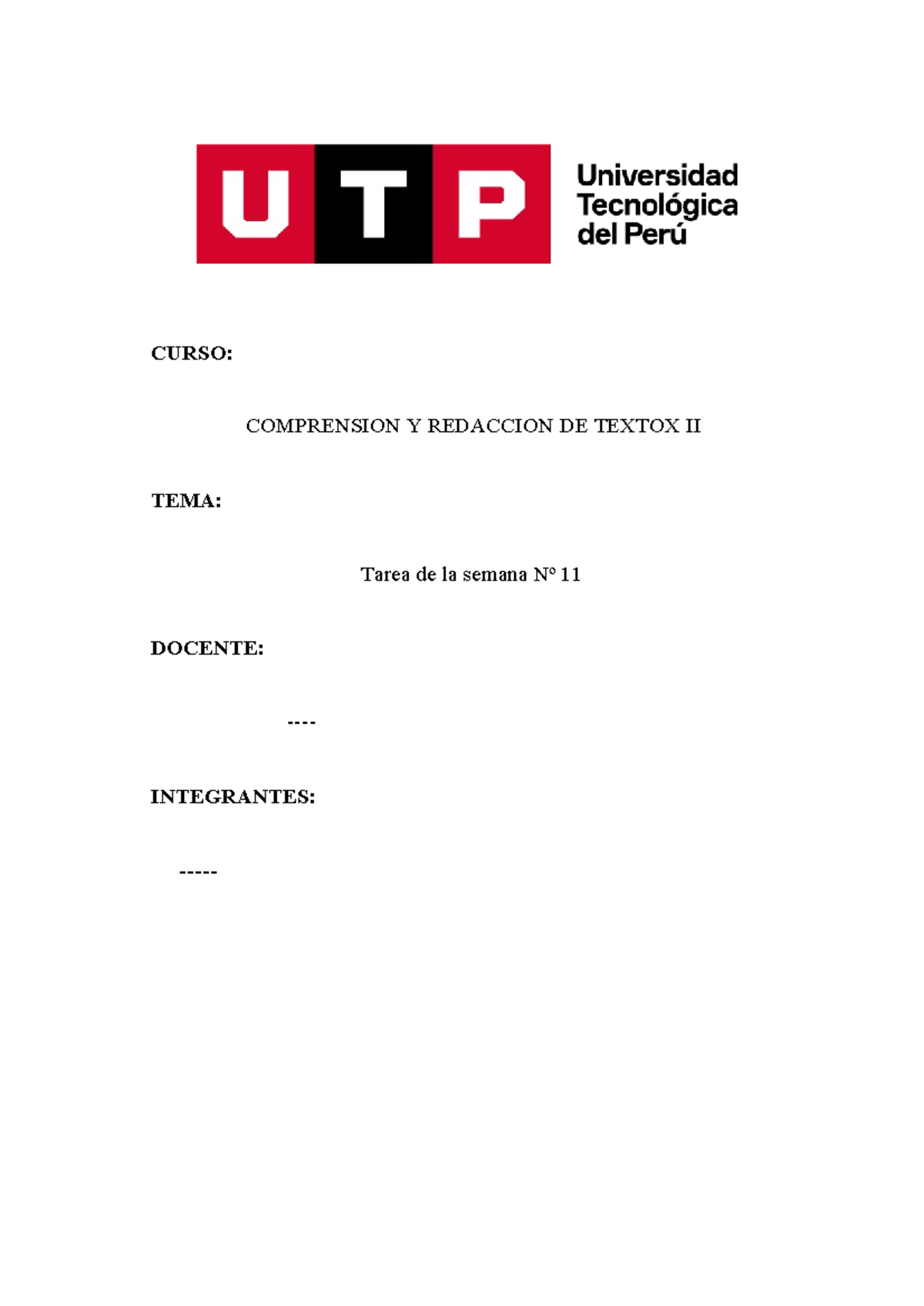 TA2 Semana 12 - CURSO: COMPRENSION Y REDACCION DE TEXTOX II TEMA: Tarea ...