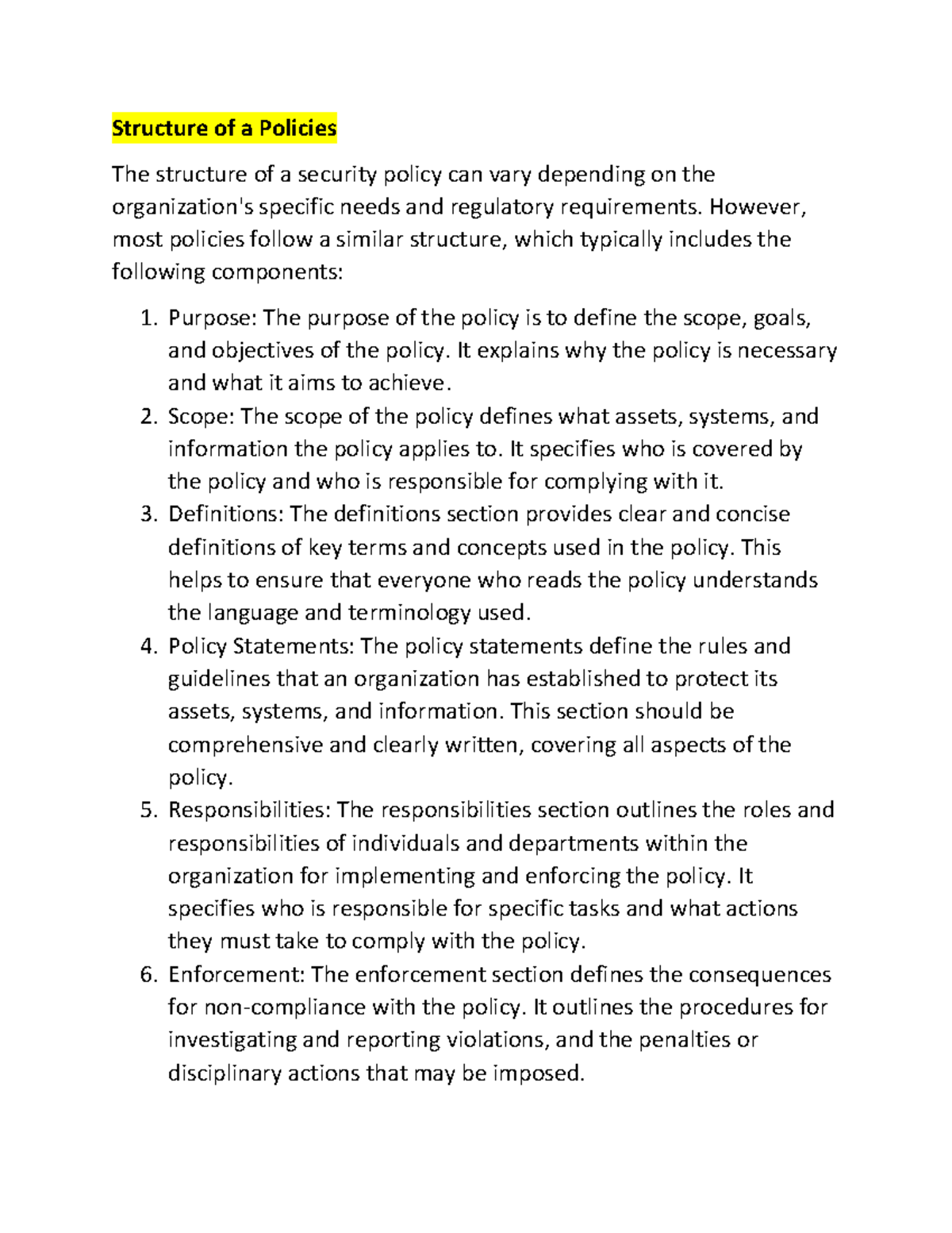 11.4 (70) - john - Structure of a Policies The structure of a security ...