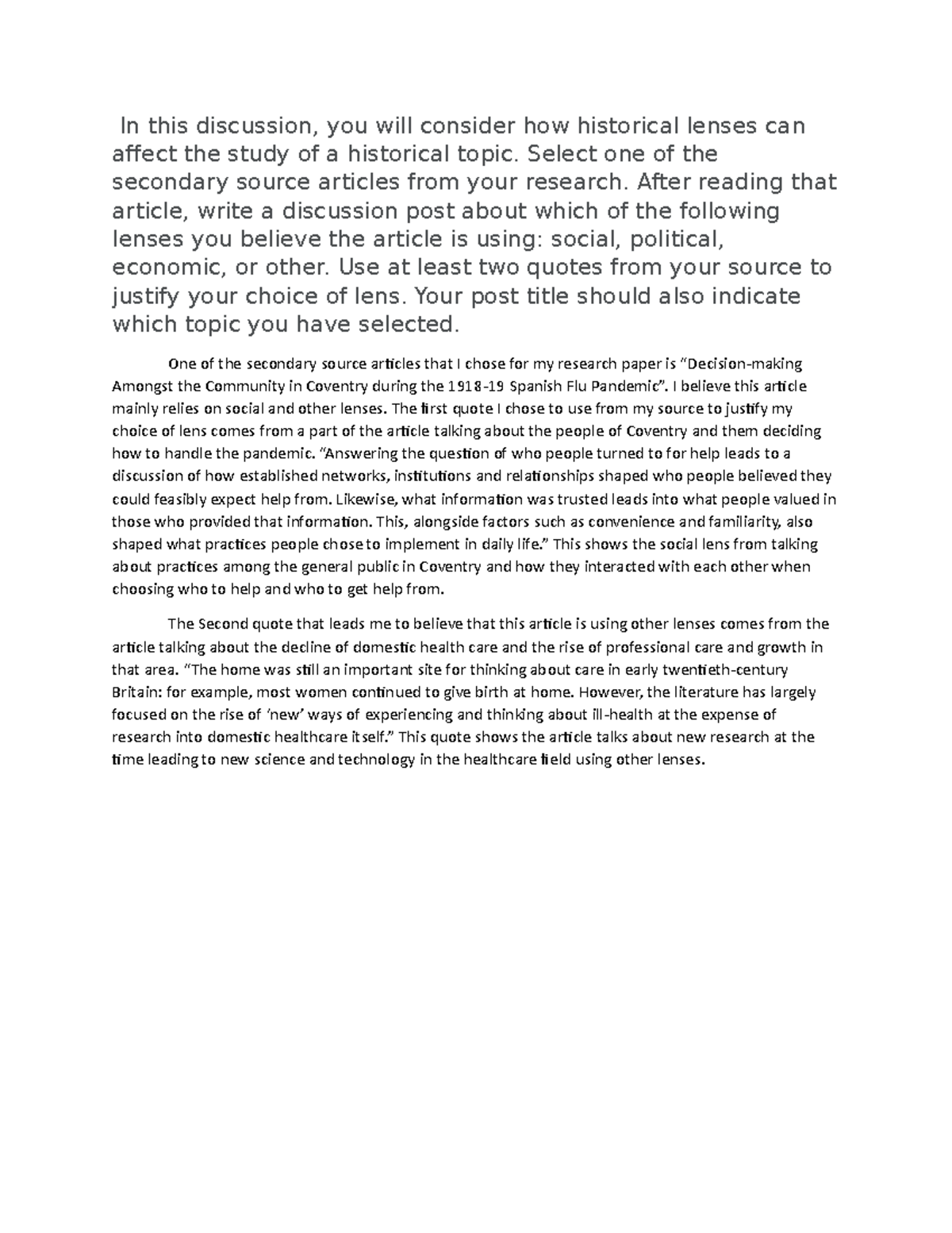 Discussion 3 - Dicussion for Class - In this discussion, you will ...