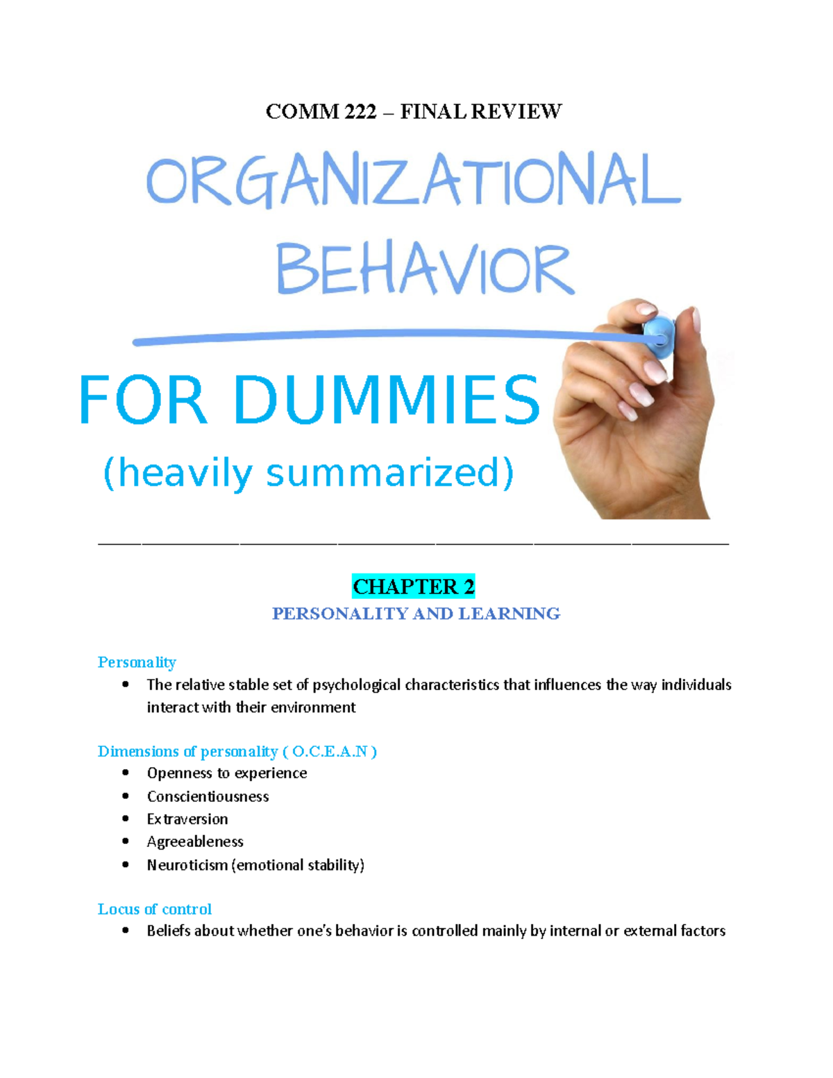COMM 222 FOR Dummies - full course notes - COMM 222 – FINAL REVIEW ...