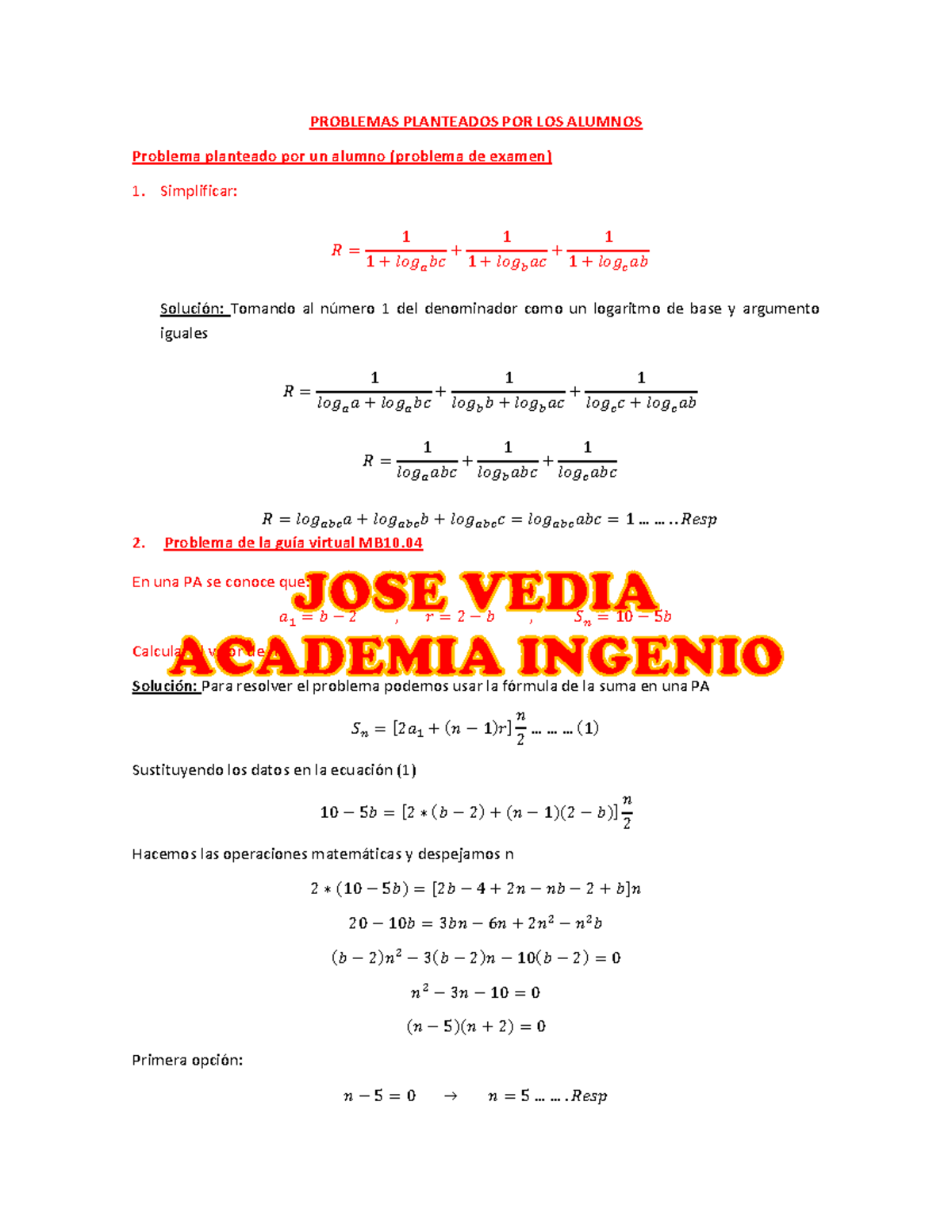 Solucionario Segundo Parcial De Matematica Examenes Pasados Del 2016 ...