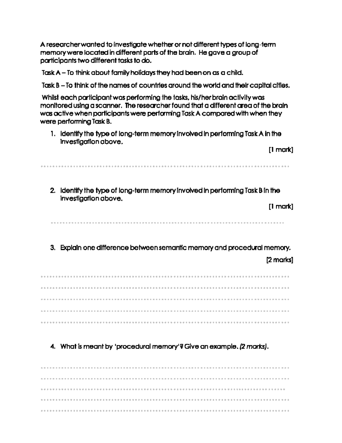 Psychology Exam questions BR20720 Studocu