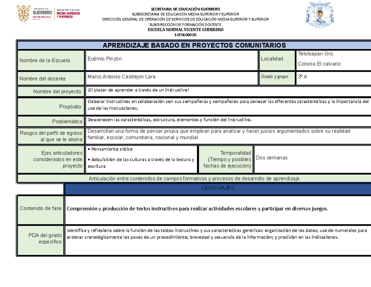 Aprendizaje basado en Proyectos Comunitarios Tercero PRIM - APRENDIZAJE ...