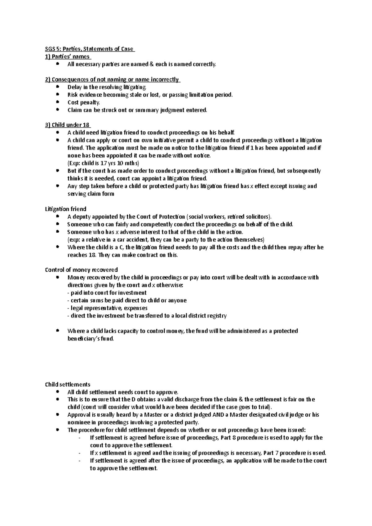 Case - Statements Of Case - Sgs 5: Parties, Statements Of Case Parties 