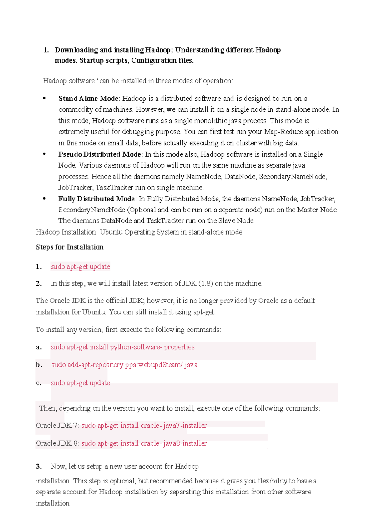 Hadoop Big data analytics Oracle JDK 7 sudo aptget install oracle