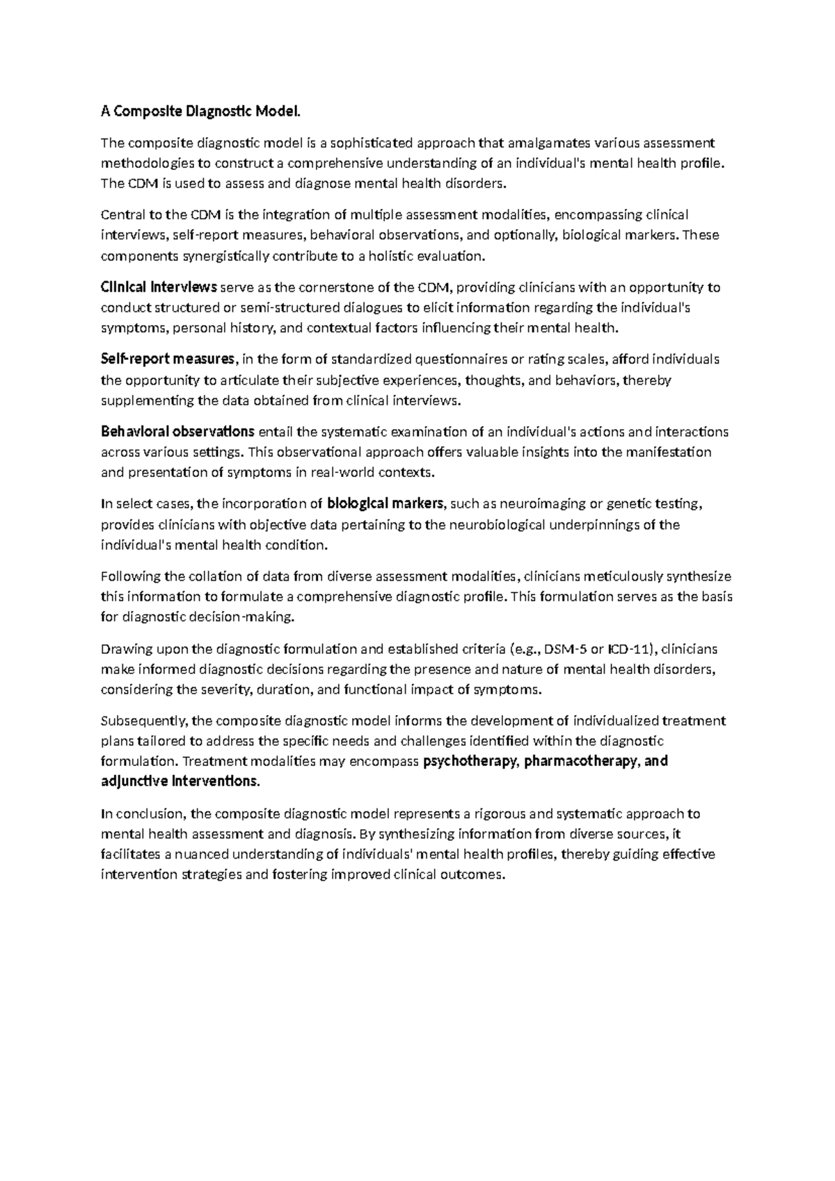 A Composite Diagnostic Model The composite diagnostic model is a