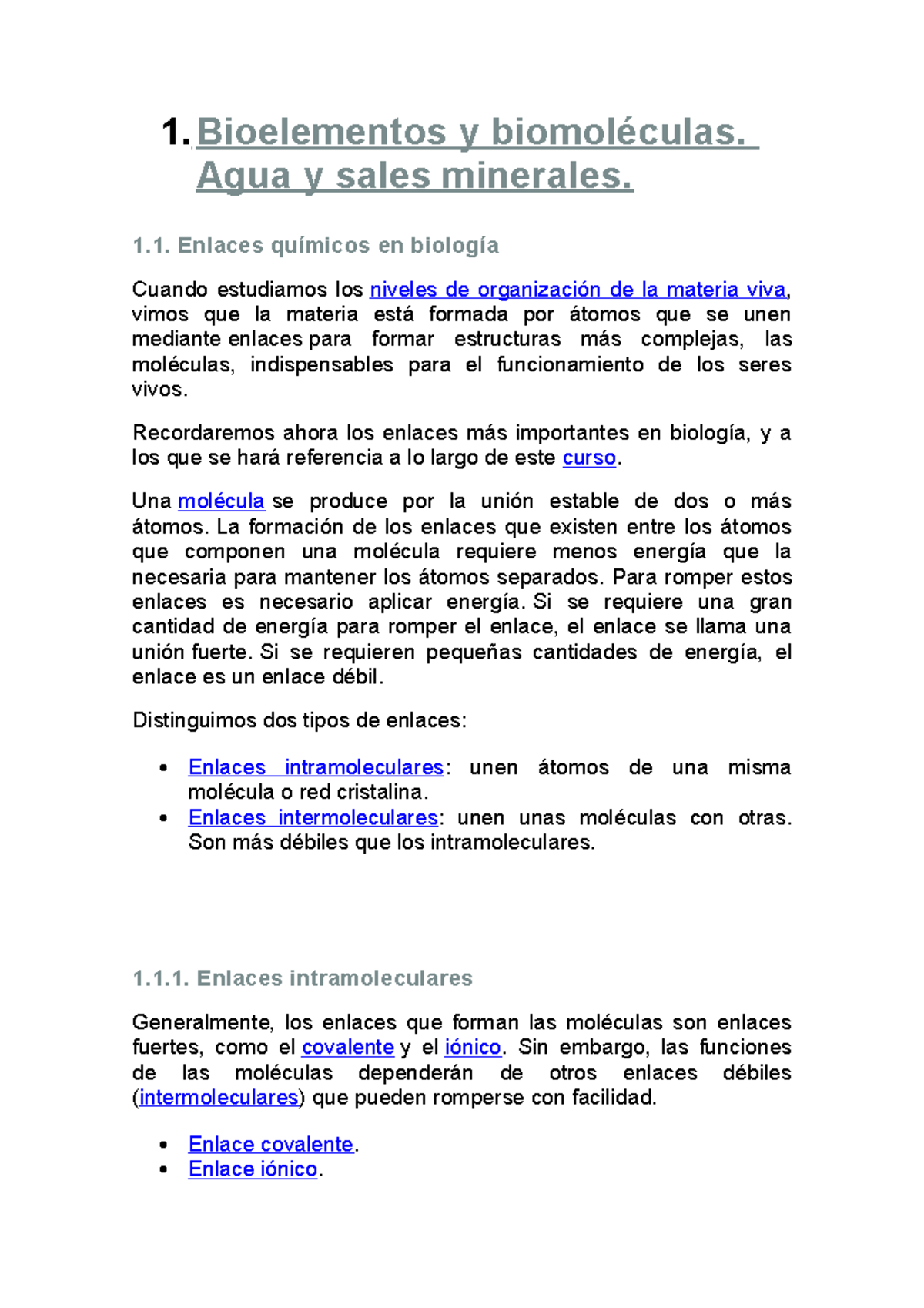 Tema 1 Bioelementos Y Biomoléculas - 1. Bioelementos Y Biomoléculas ...