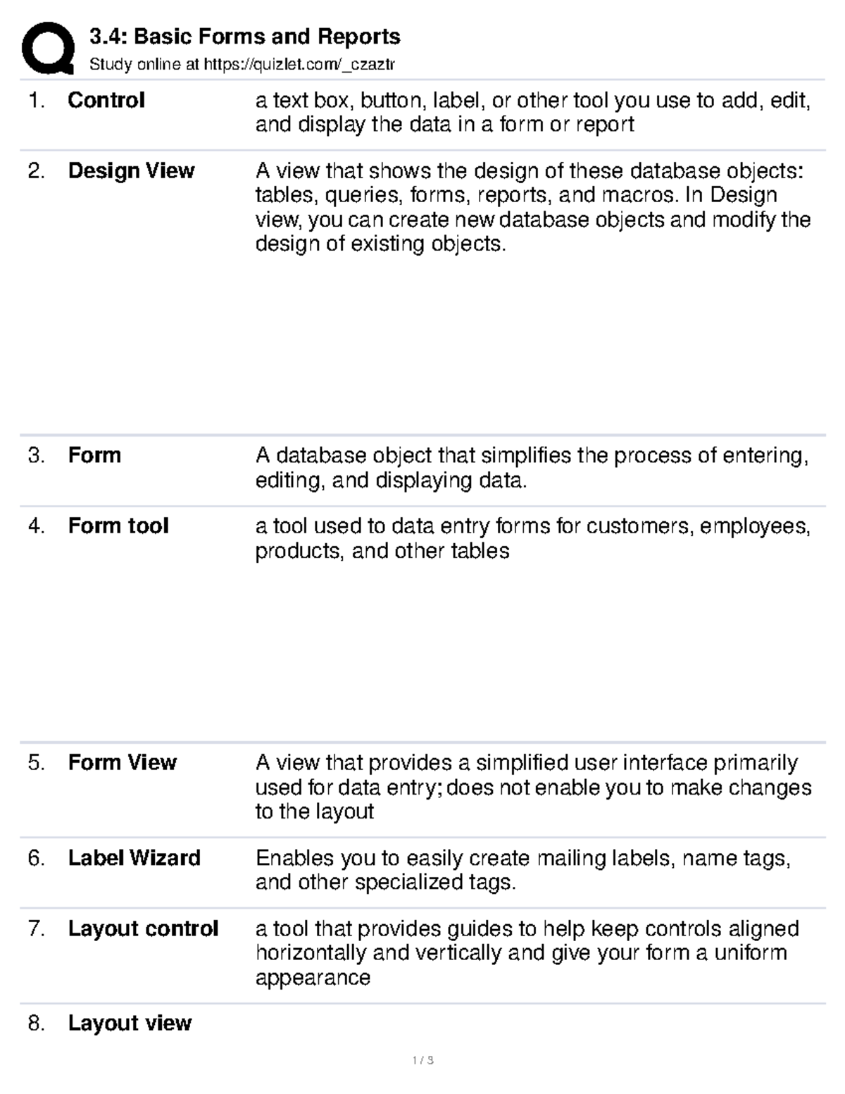 3.4 Basic Forms and Reports - 3: Basic Forms and Reports Study online ...