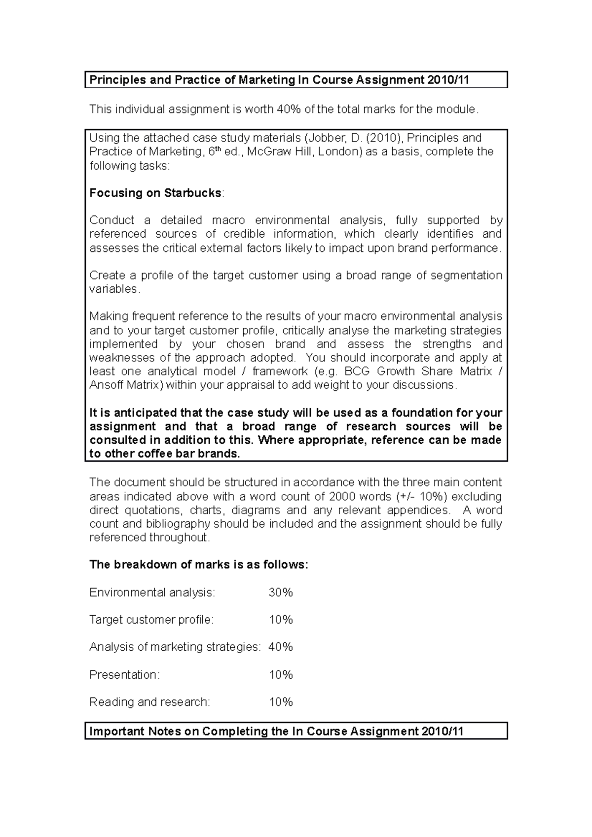 principles of marketing individual assignment