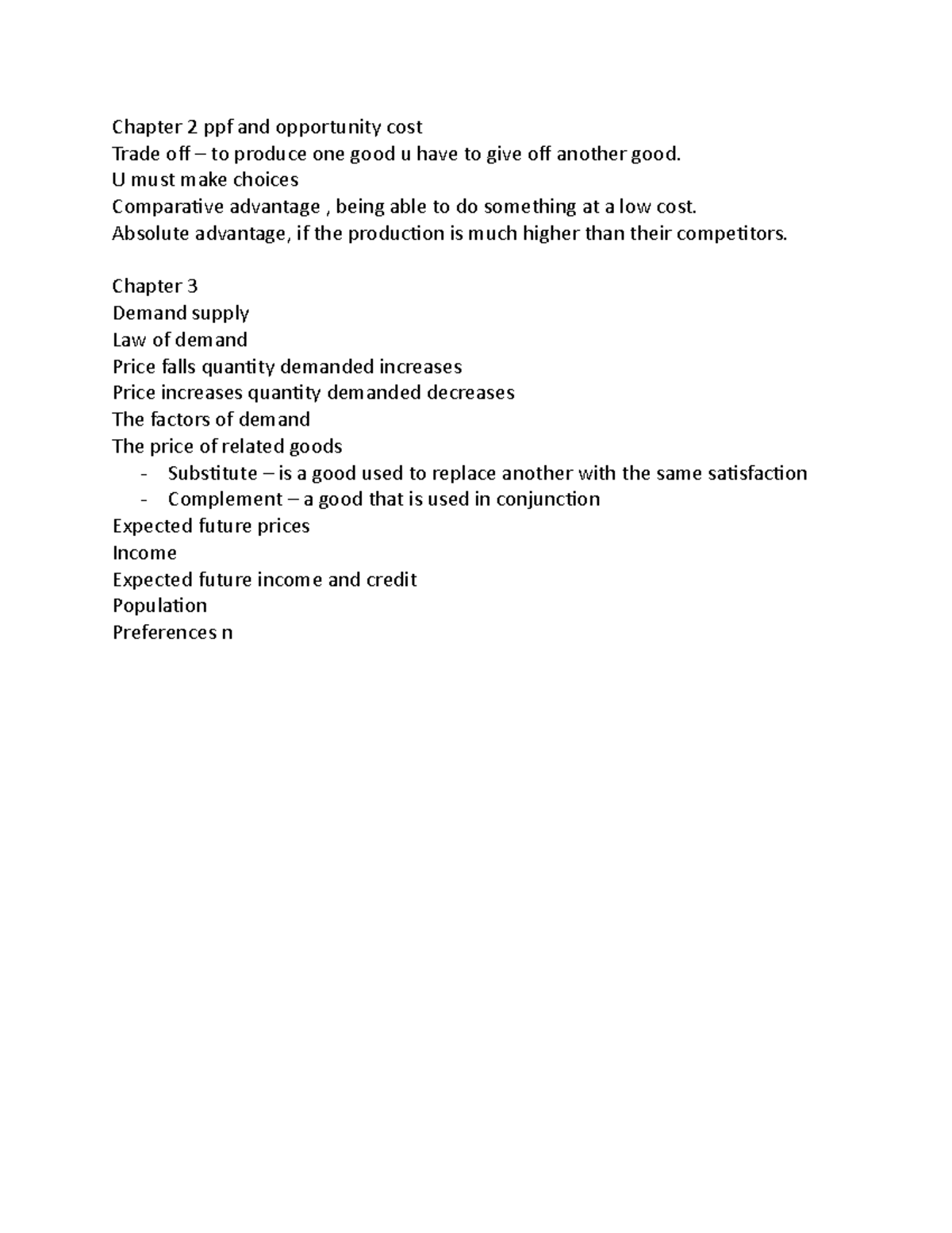 Chapter 2 ppf and opportunity cost - U must make choices Comparative ...
