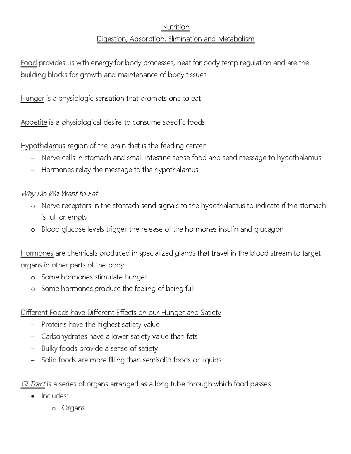 Nutrition(week 3) - Teacher Christine Dol - Nutrition Digestion ...