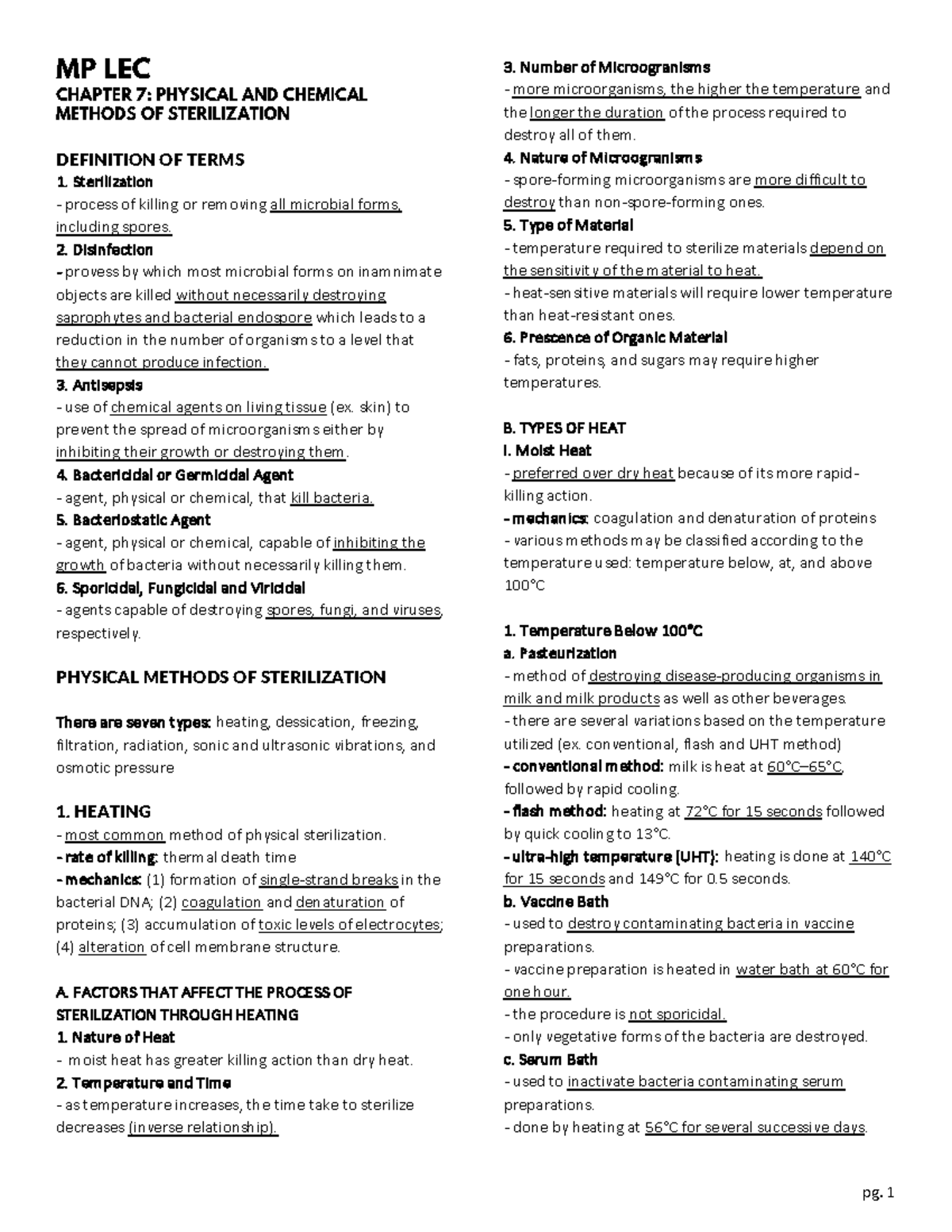 Chapter 7, Physical and Chemical Methods of Sterilization (MP Lec ...