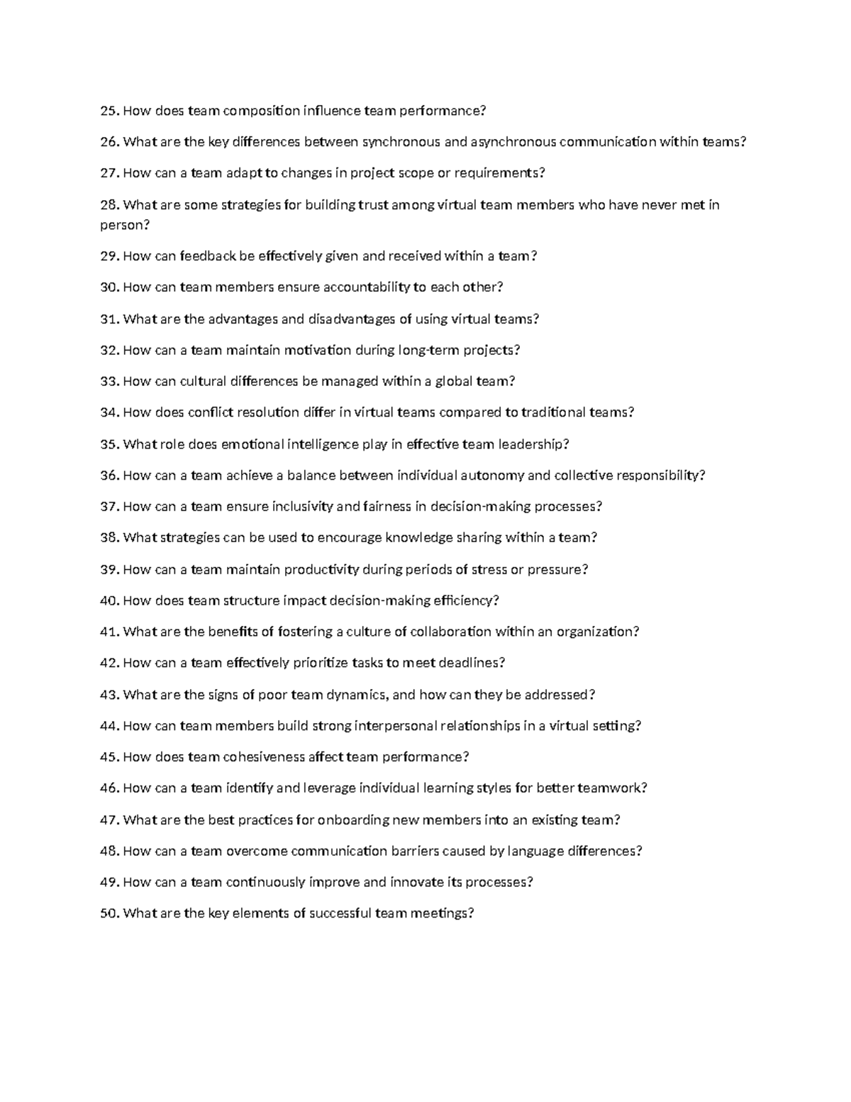 HBO Practice Questions - How does team composition influence team ...