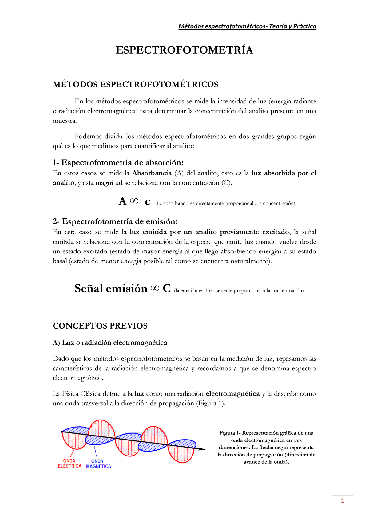 Espectrofotometría 2019 Versión Final - ESPECTROFOTOMETRÍA MÉTODOS ...