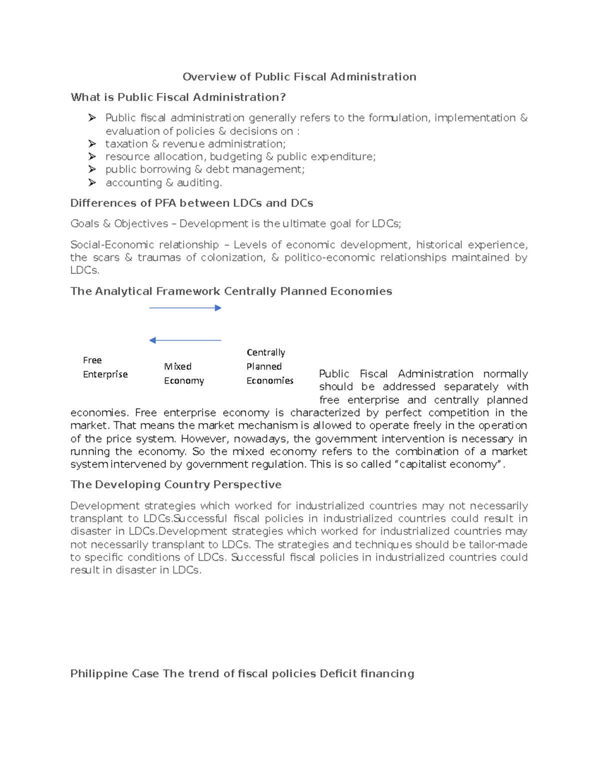 Overview of Public Fiscal Administration - Differences of PFA between ...