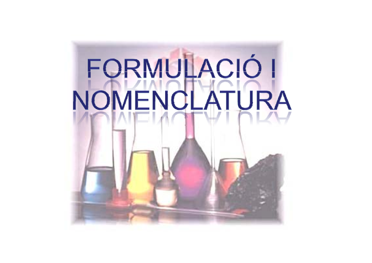 Inorganic Formulation - ELEMENT Substància pura formada per un sol ...
