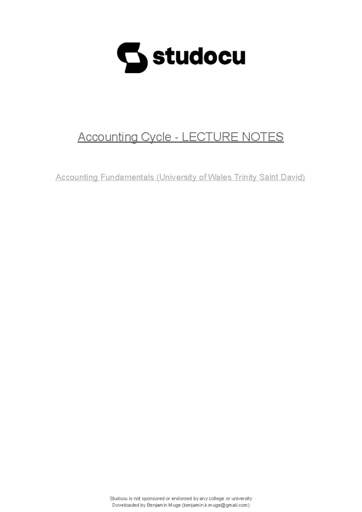 Accounting cycle lecture notes Copy BSc. Economics JKUAT Studocu