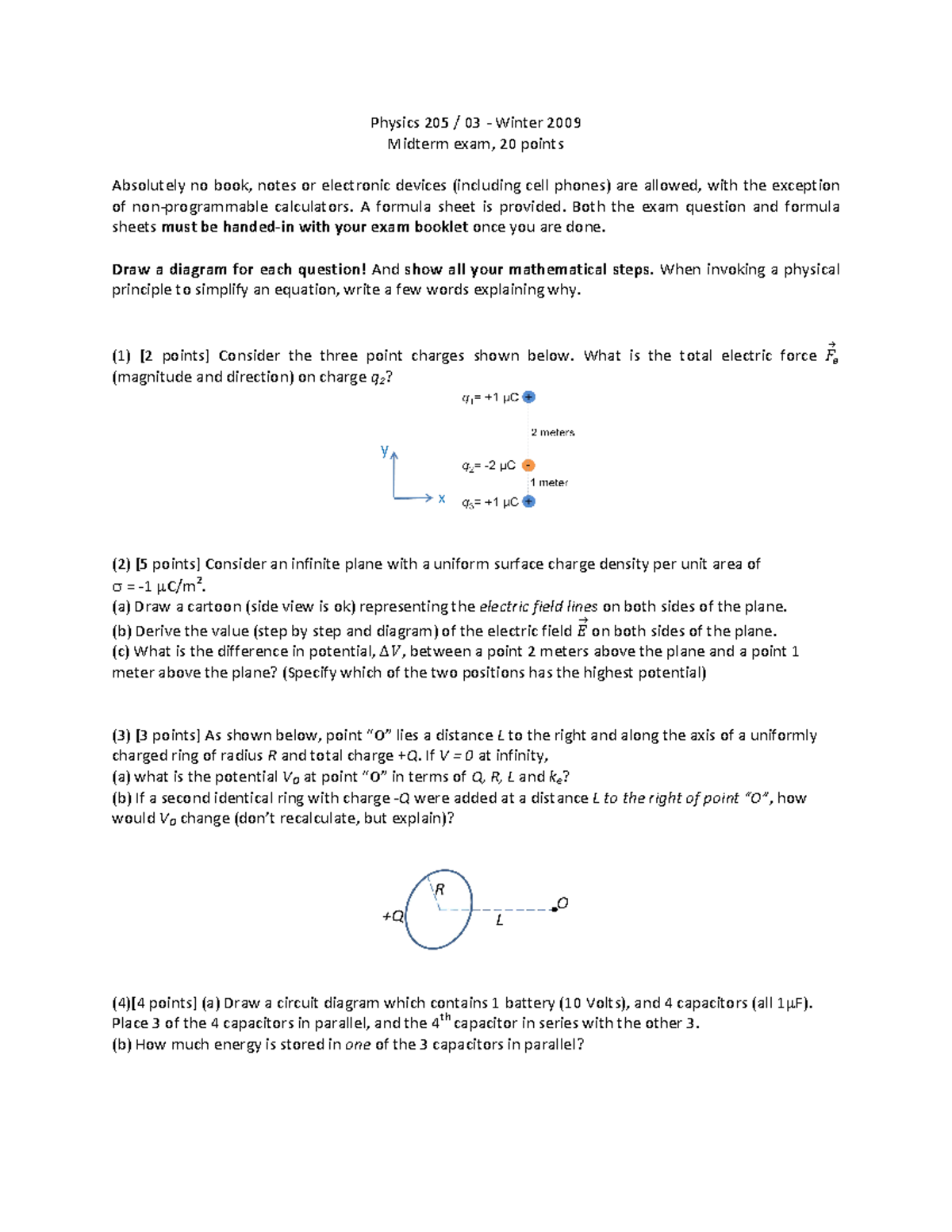 PHYS 205 - Claudine's Midterm - Physics 205 / 03 - Winter 2009 Midterm ...