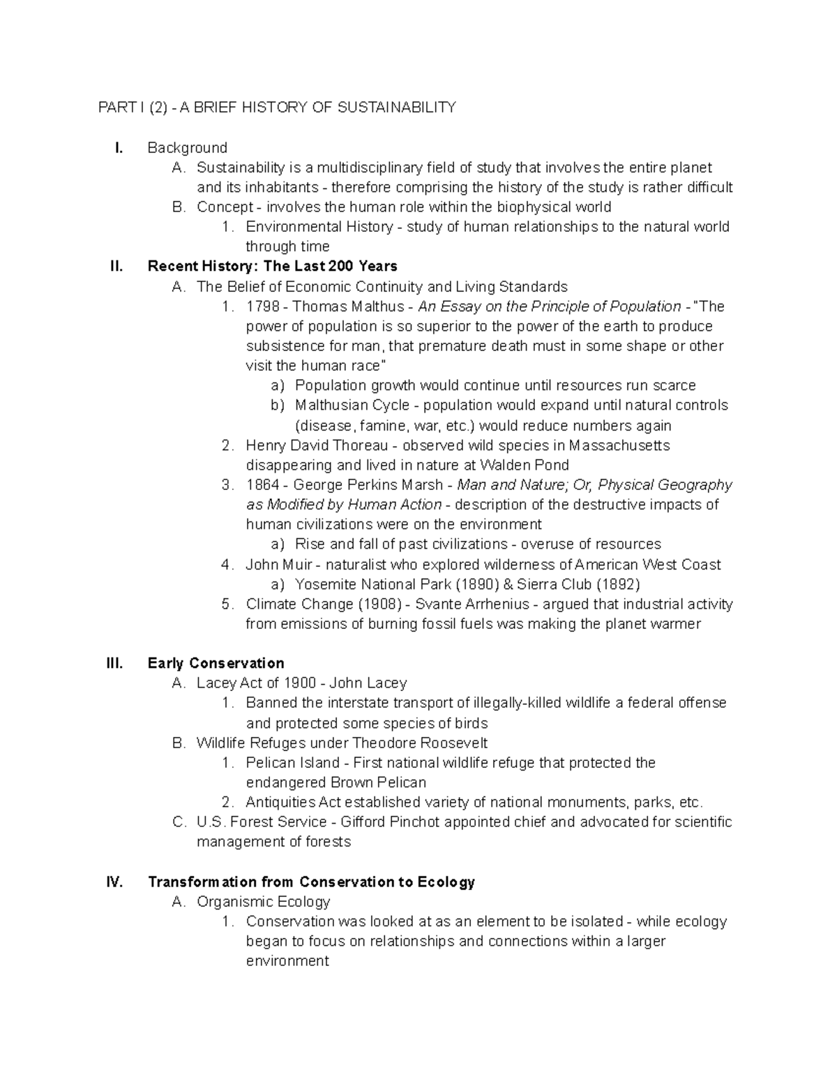 PART I - 2. A Brief History OF Sustainability - PART I (2) - A BRIEF ...