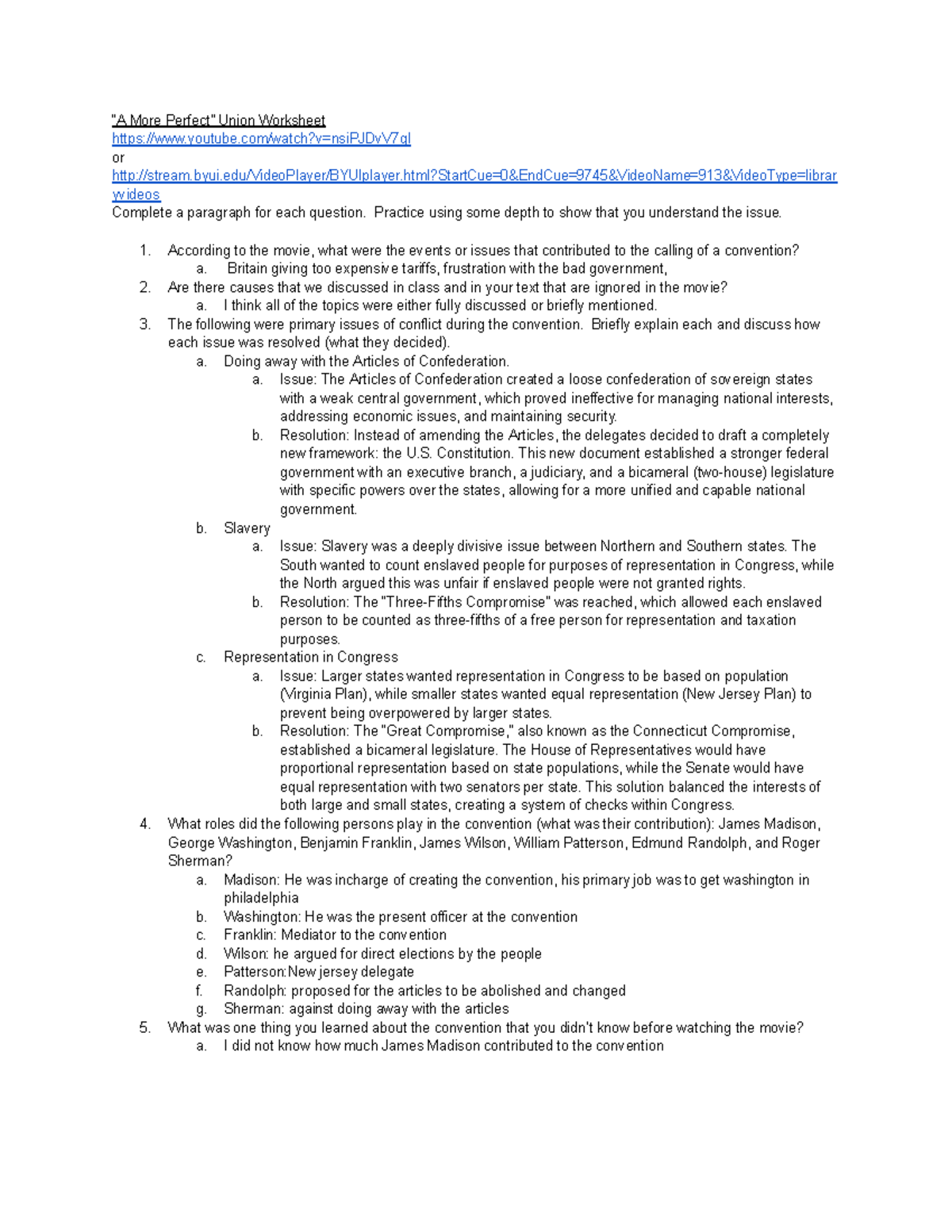 “A More Perfect” Union Worksheet “A More Perfect” Union Worksheet youtube/watch?v=nsiPJDvV7gI