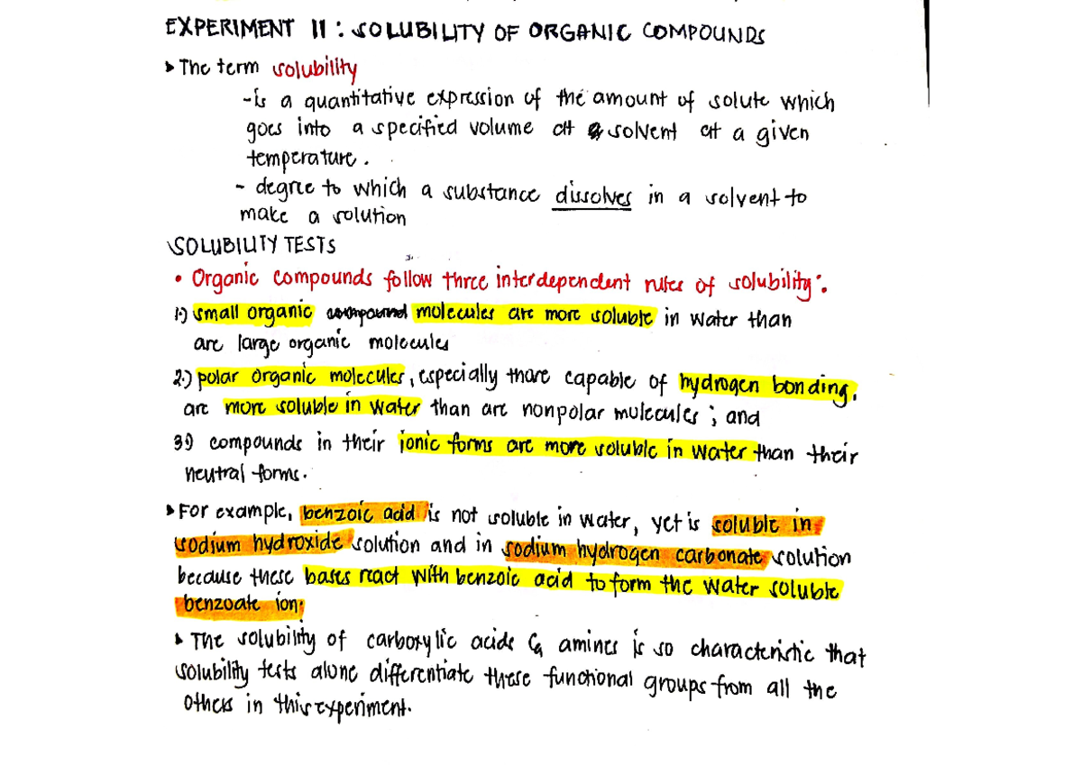 and Organic Chem Lab notes Exp. 11 Organic Chemistry Studocu