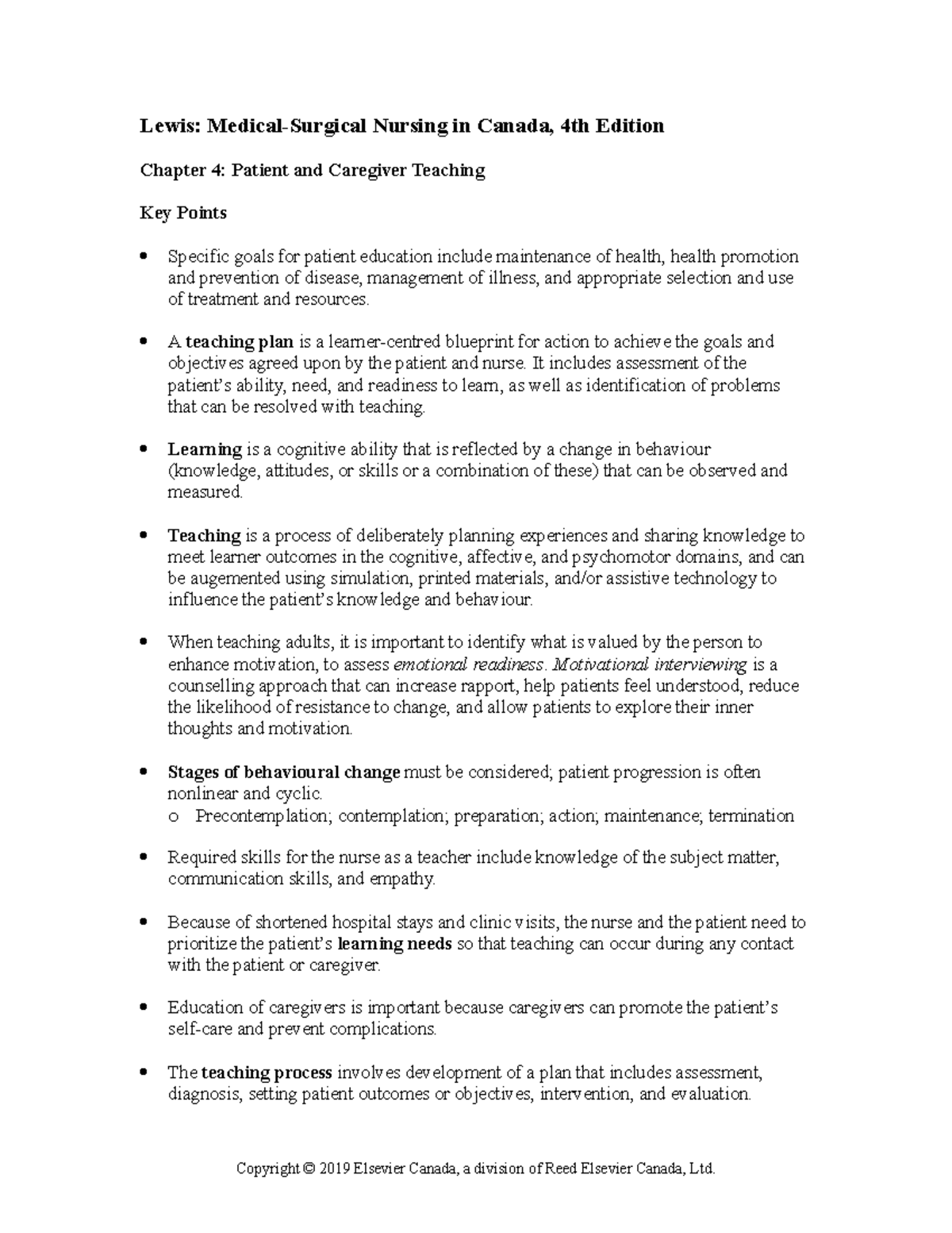 Chapter 004 - Patient And Caregiver Teaching - Copyright © 2019 ...