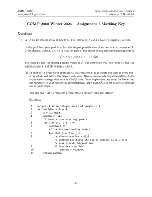 Midterm Solutions-Section A 02 - Analysis of Algorithms COMP 2080 ...