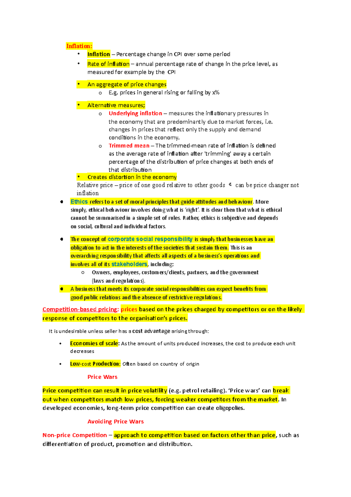 6 - Lecture notes 6 - Inflation: - Inflation – Percentage change in CPI ...