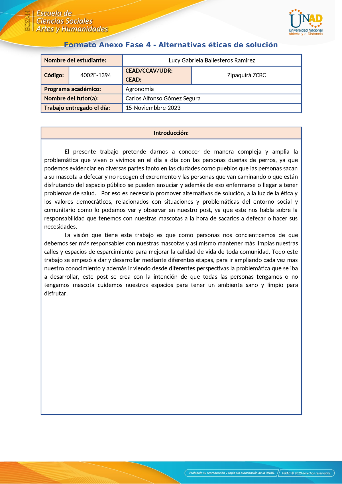 Anexo 3 - Formato Fase 4 - Alternativas éticas De Solución - Formato ...