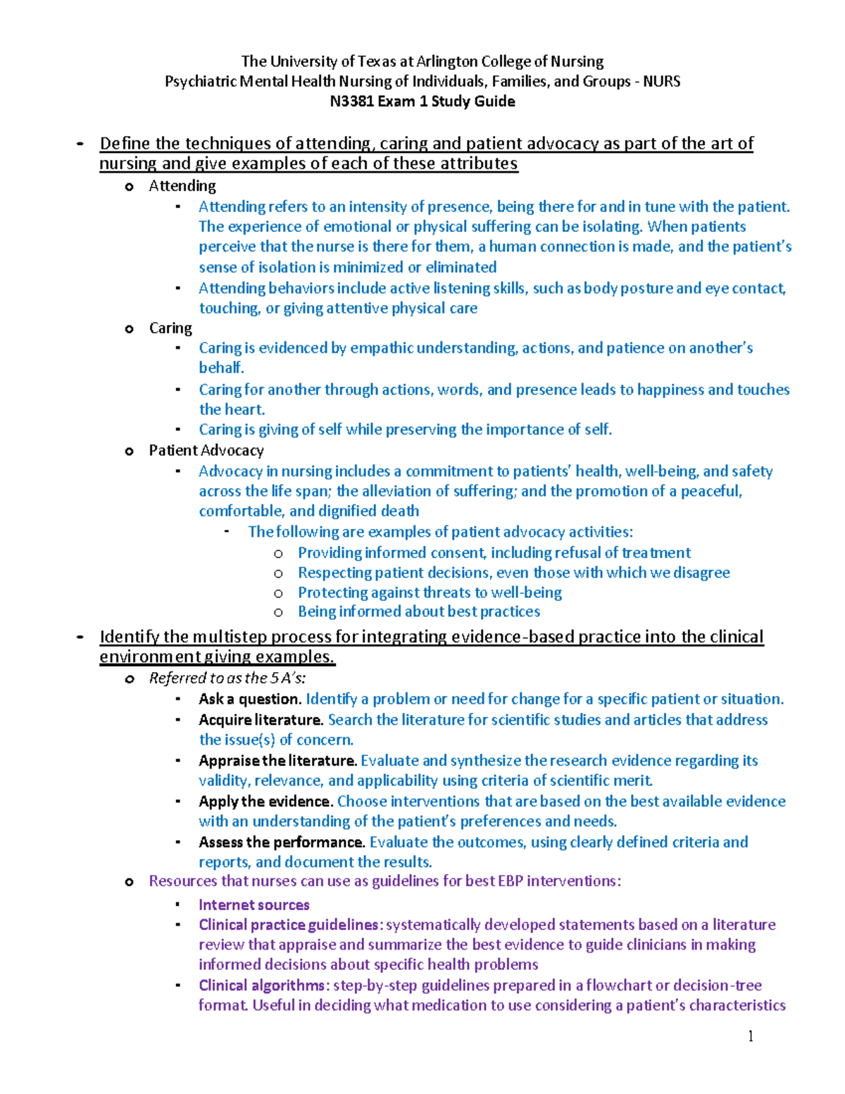 Psychiatric Mental Health Nursing of Individuals, Families, and Groups