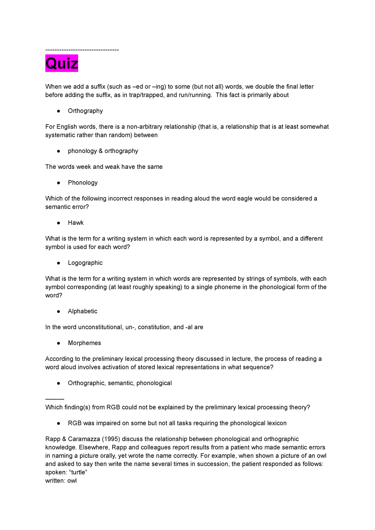 cognitive-neuropsychology-lecture-7-quiz-when-we-add-a-suffix-such